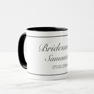 Modern Minimalist White Black Bridesmaid Wedding Mug