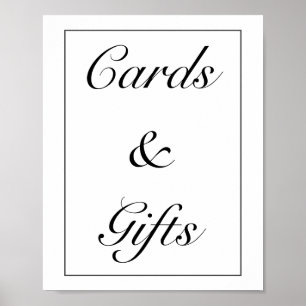 Modern Minimalist White Black Cards Gifts Wedding Poster