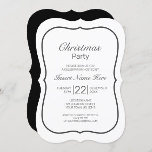 Modern Minimalist White Black Christmas Invitation