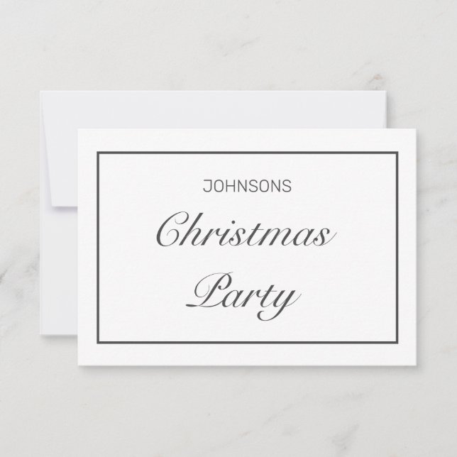 Modern Minimalist White Black Christmas Party RSVP Card (Front)