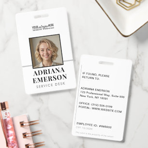 Modern Minimalist White Black Clean Professional ID Badge