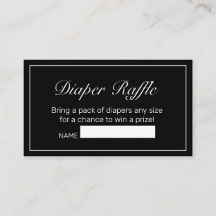 Modern Minimalist White Black Diaper Raffle Enclosure Card
