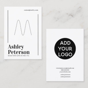 Modern minimalist white black font ring display business card