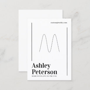 Modern minimalist white black font ring display business card