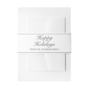 Modern Minimalist White Black Holidays Party Invitation Belly Band
