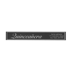 Modern Minimalist White Black Quinceañera Birthday Wrap Around Label