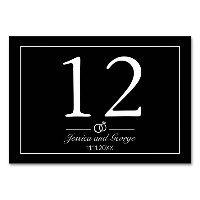 Modern Minimalist White Black Table Number (Front)