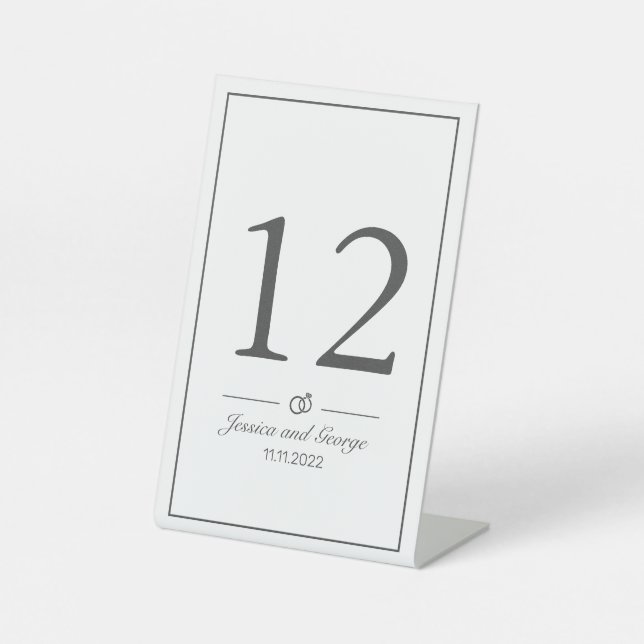 Modern Minimalist White Black Table Number Pedestal Sign (Front)