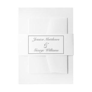 Modern Minimalist White Black Wedding Invitation Belly Band