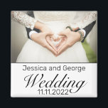 Modern Minimalist White Black Wedding Photo Magnet<br><div class="desc">Wedding photo fridge magnet. Stylish modern minimal black white design with thin black frame. 
More items are available in this style in our store. You can edit the design further,  change background colour,  fonts and add extra text by clicking "customise further" link.</div>
