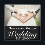 Modern Minimalist White Black Wedding Photo Magnet<br><div class="desc">Wedding photo fridge magnet. Stylish modern minimal black white design with thin black frame. 
More items are available in this style in our store. You can edit the design further,  change background colour,  fonts and add extra text by clicking "customise further" link.</div>