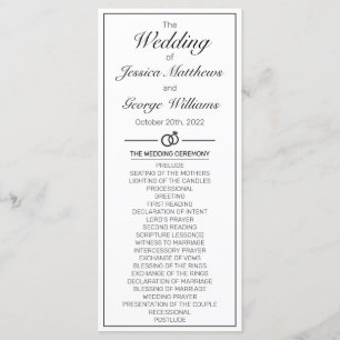 Modern Minimalist White Black Wedding Programme