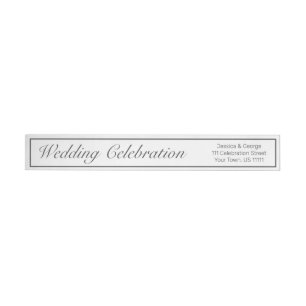 Modern Minimalist White Black Wedding Wrap Around Label