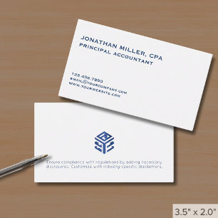 Modern Minimalist White Blue Logo Business Card