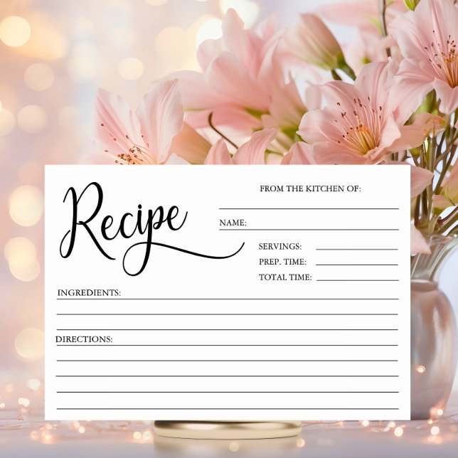 Modern Minimalist White Bridal Shower RECIPE CARDS (Modern Minimalist White Bridal Shower RECIPE CARDS)