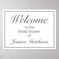 Modern Minimalist White Bridal Shower Welcome Sign