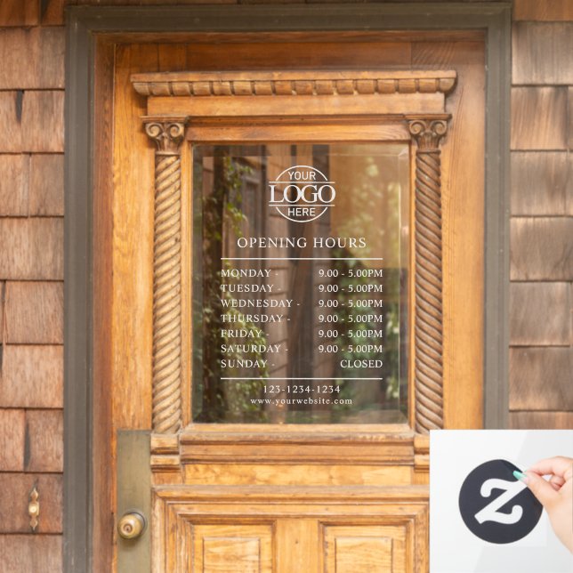 Modern Minimalist White | Business Opening Hours (Home Door)