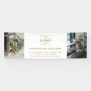 Modern Minimalist White Custom Business Logo Banner