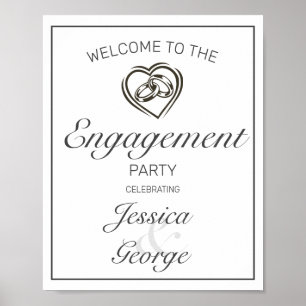 Modern Minimalist White Engagement Welcome Sign