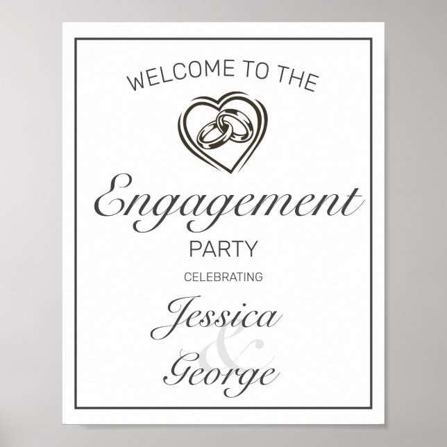 Modern Minimalist White Engagement Welcome Sign (Front)