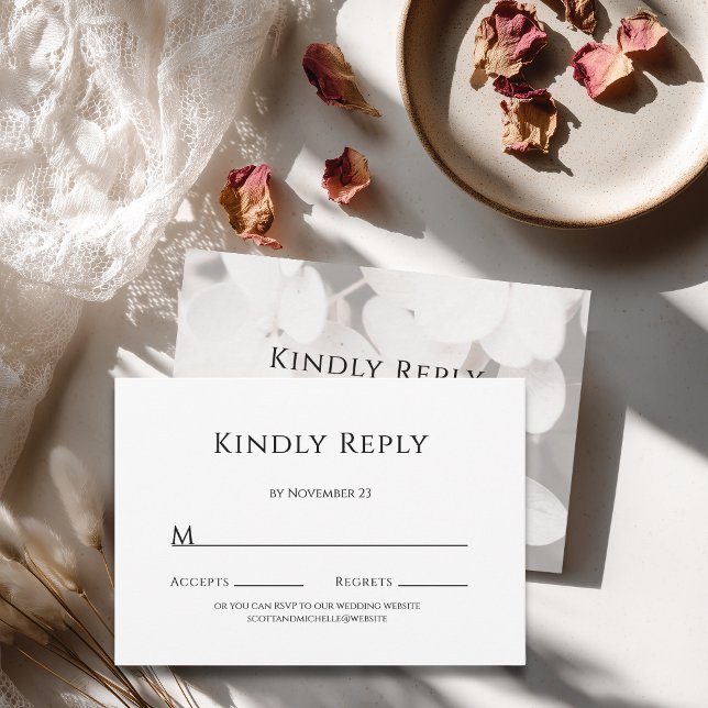 Modern Minimalist White Floral Response Card (Creator Uploaded)