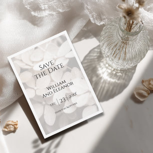 Modern Minimalist White Floral Save The Date Card