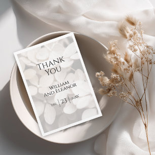 Modern Minimalist White Floral Thank You Card