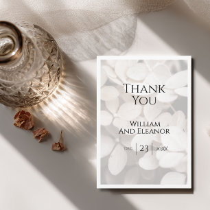 Modern Minimalist White Floral Thank You Card