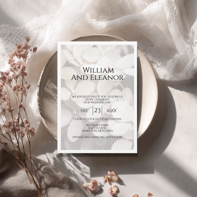 Modern Minimalist White Floral Wedding Invitation (Creator Uploaded)