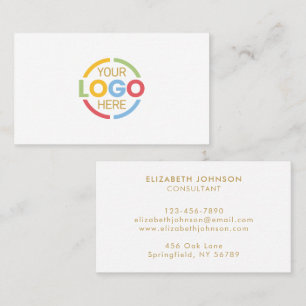 Modern Minimalist White & Gold Company Logo Busine Business Card