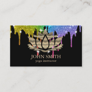 Modern Minimalist White Gold Lotus Yoga Instructor Business Card