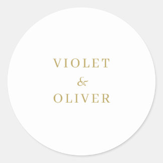 Modern Minimalist | White Gold Wedding Classic Round Sticker
