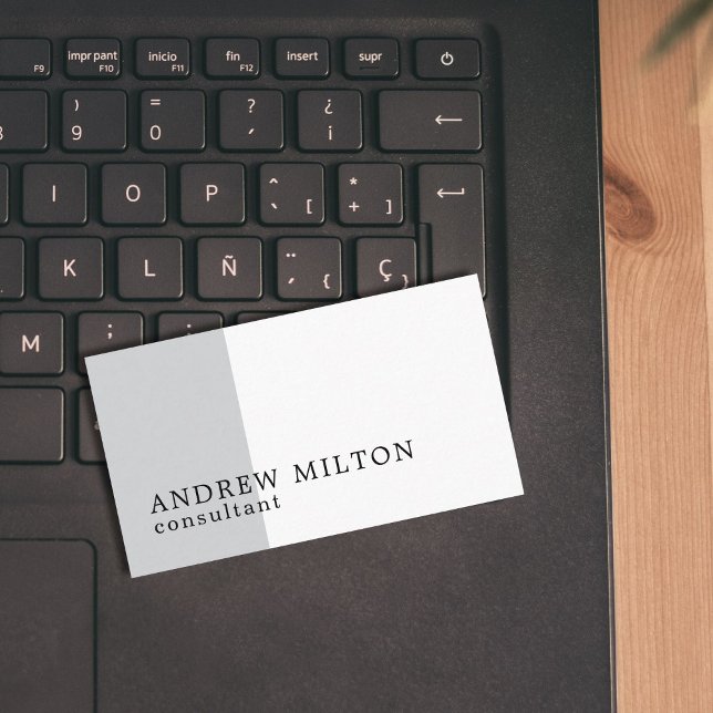 Modern Minimalist White Grey Black Consultant Business Card (Creator Uploaded)