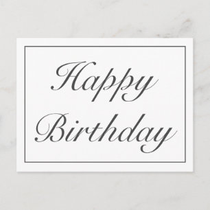 Modern Minimalist White Happy Birthday Greeting Announcement Postcard