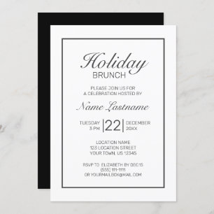 Modern Minimalist White Holiday Brunch Invitation