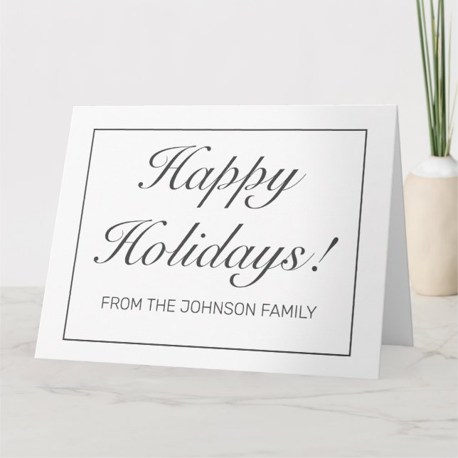 Modern Minimalist White Holiday Folded Greeting Card (Front)
