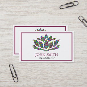 Modern Minimalist White Lotus Yoga Instructor Business Card