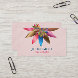 Modern Minimalist White Lotus Yoga Instructor Business Card