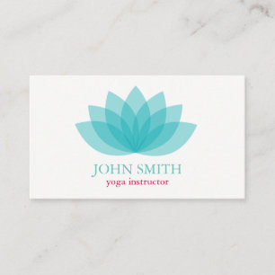 Modern Minimalist White Lotus Yoga Instructor Business Card