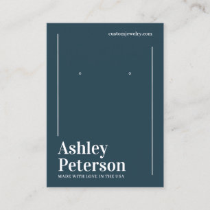 Modern minimalist white navy blue earring display business card
