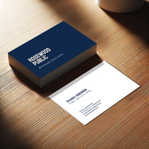 Modern Minimalist White on Dark Blue Sans Serif Business Card