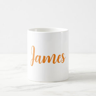 Modern Minimalist White Orange Add Your Name Coffee Mug