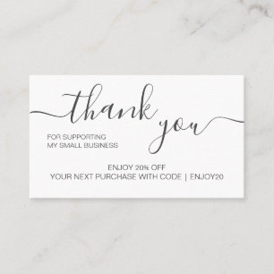 Modern Minimalist White Order Thank You Business Card