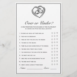 Modern Minimalist White Over Under Bridal Game