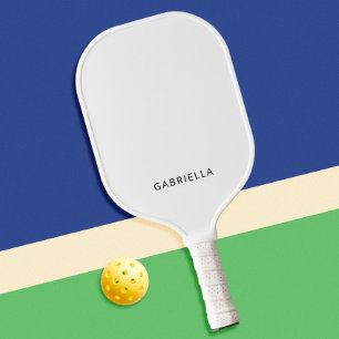 Modern Minimalist White Personalised Name Pickleball Paddle