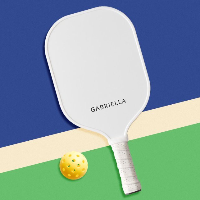 Modern Minimalist White Personalised Name Pickleball Paddle (Creator Uploaded)