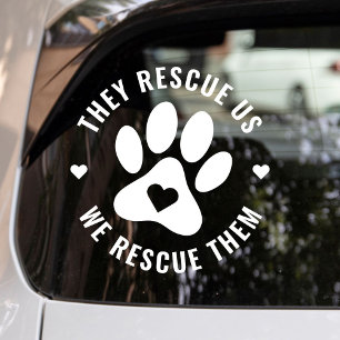 Modern Minimalist White Pet Paw We Rescue Them Car