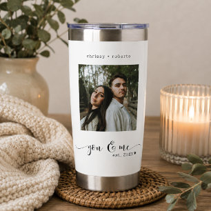 Modern Minimalist White Photo Script Insulated Tumbler