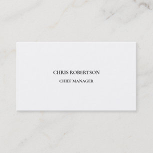 Modern Minimalist White Professional Plain Business Card