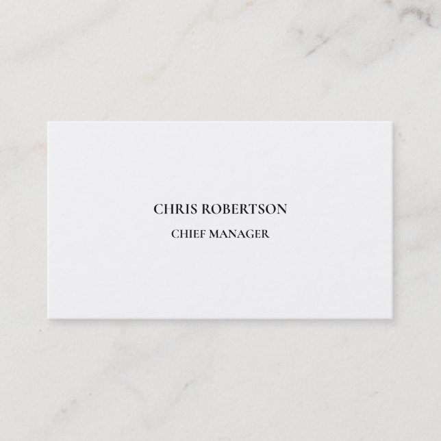 Modern Minimalist White Professional Plain Business Card (Front)